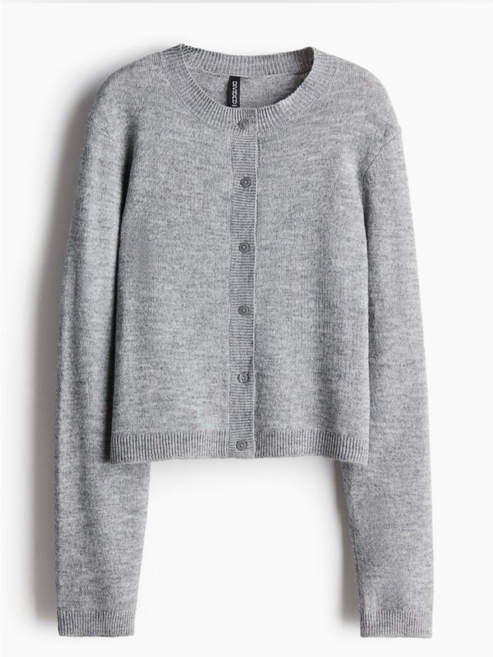 Divided Grey Button-Front Crewneck Cardigan